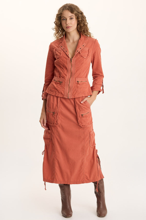 Sisu Corduroy Adjustable Cargo Midi Skirt