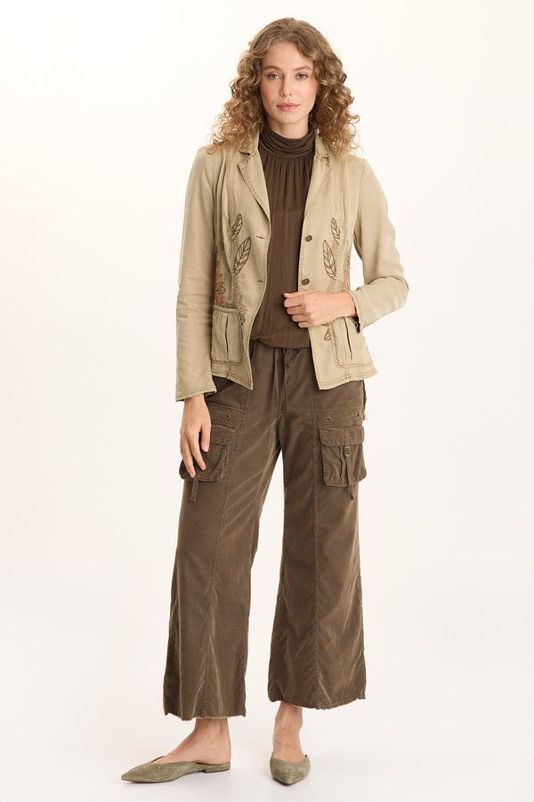 Heta Corduroy Wide-Leg Drawstring Cargo Pant