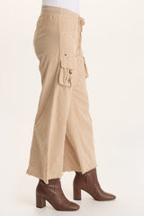 Heta Corduroy Wide-Leg Drawstring Cargo Pant