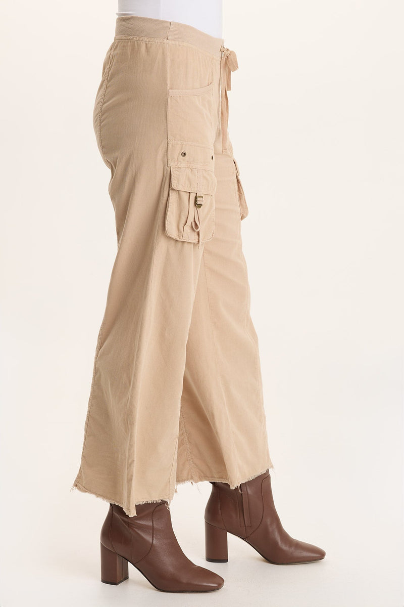 Heta Corduroy Wide-Leg Drawstring Cargo Pant