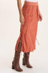 Sisu Corduroy Adjustable Cargo Midi Skirt