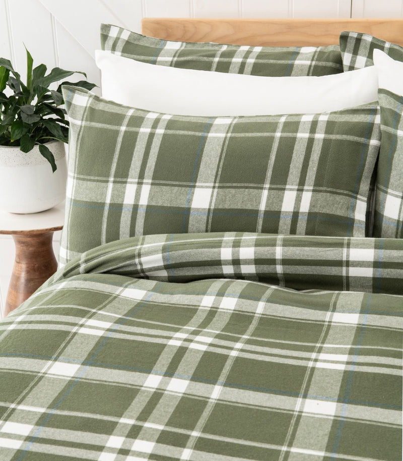 Flannelette Quilt Cover Set - Plaid