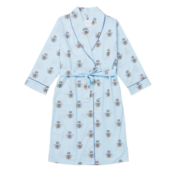 Queen Bee Luxe Pima Shawl Collar Robe -  Blue