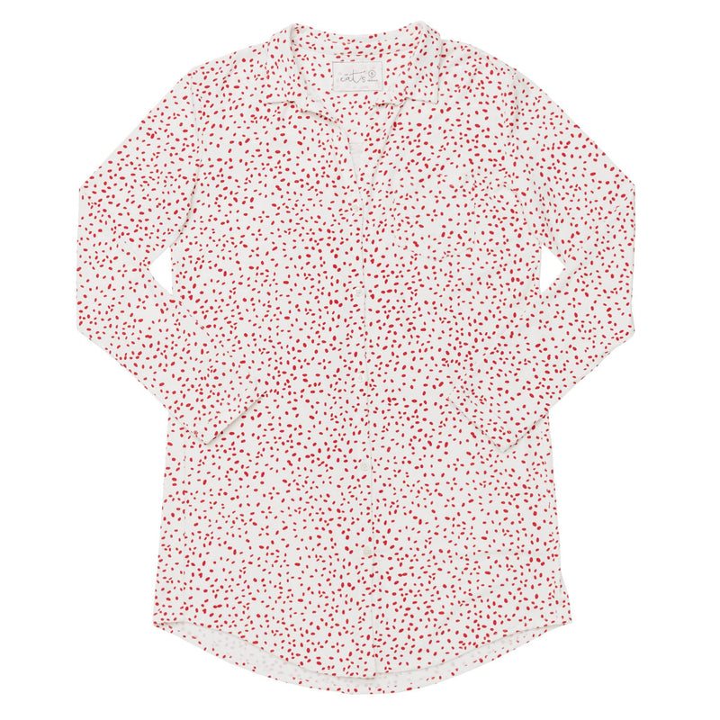 Confetti Dot Pima Knit Night Shirt - Red