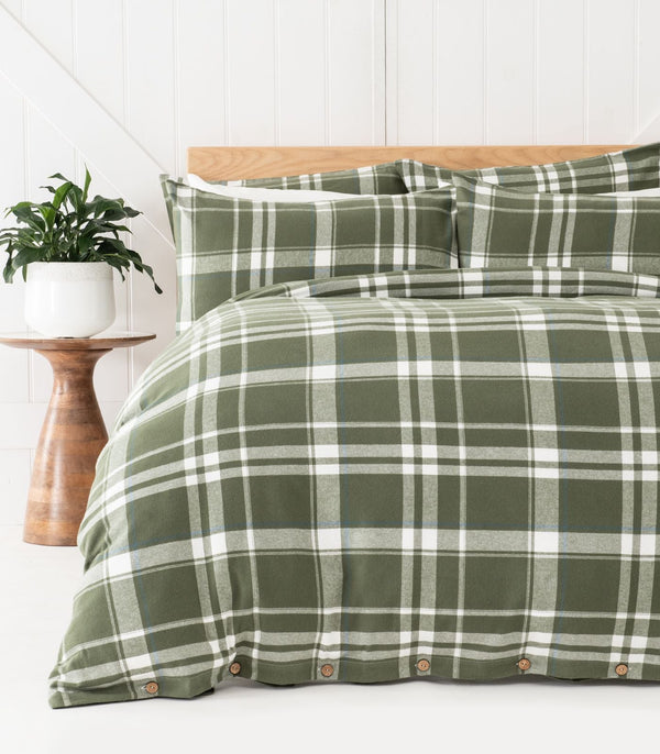 Flannelette Quilt Cover Set - Plaid
