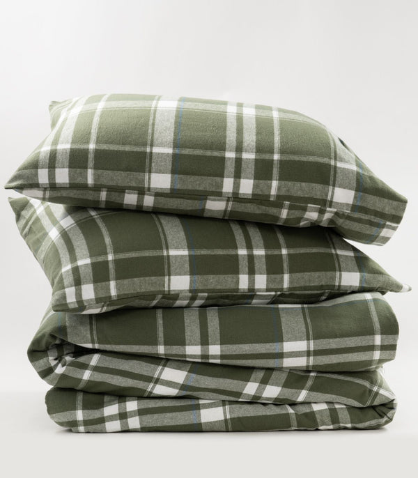Flannelette Quilt Cover Set - Plaid