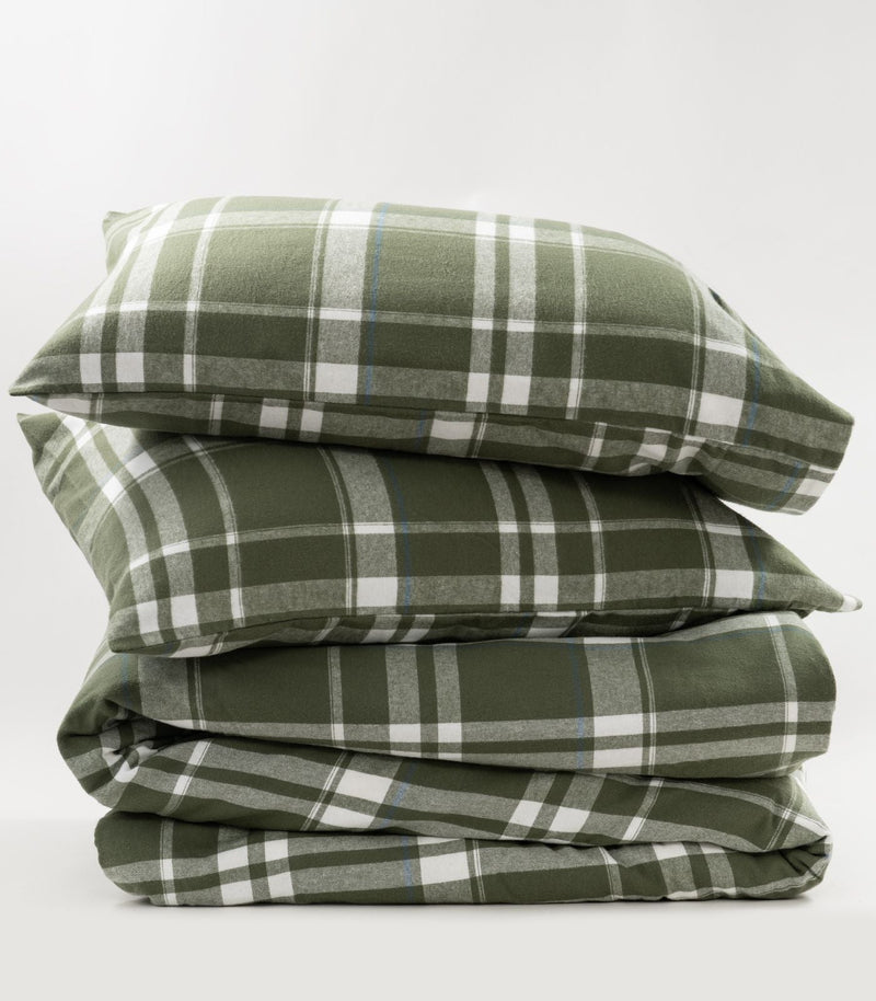 Flannelette Quilt Cover Set - Plaid