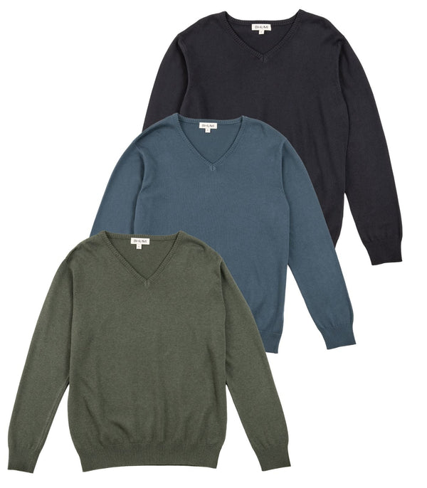 Mens Fine Knit V-Neck Sweater (3 pack)
