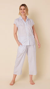 Classic Stripe Luxe Pima Capri Set - Blue