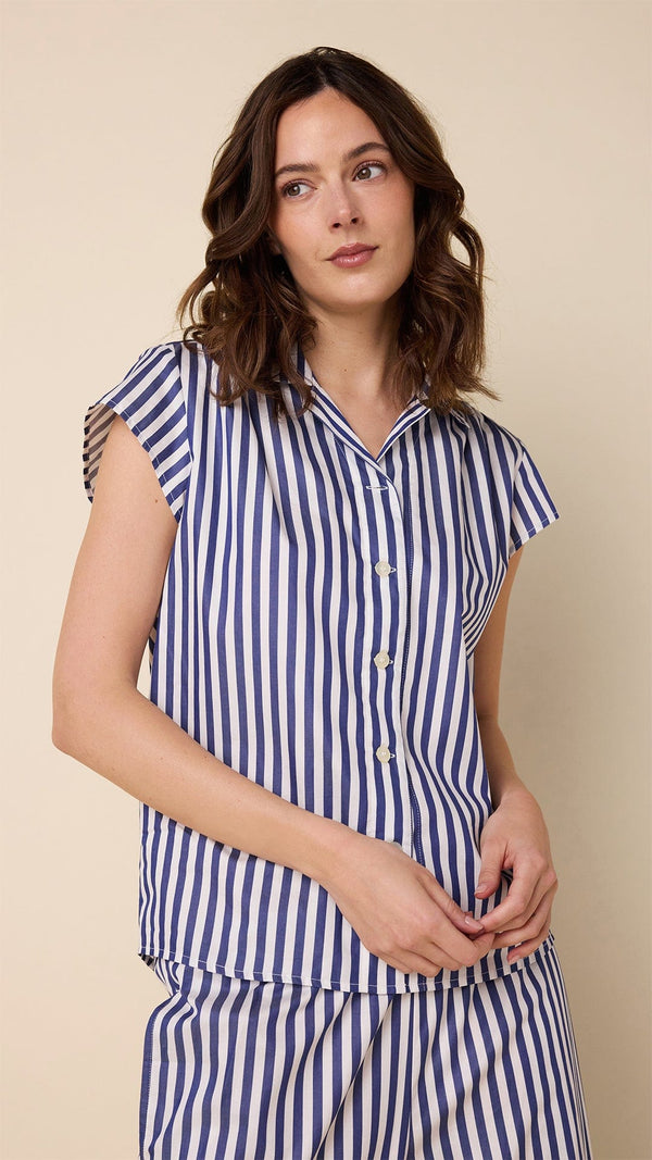 Classic Stripe Luxe Pima Capri - Navy
