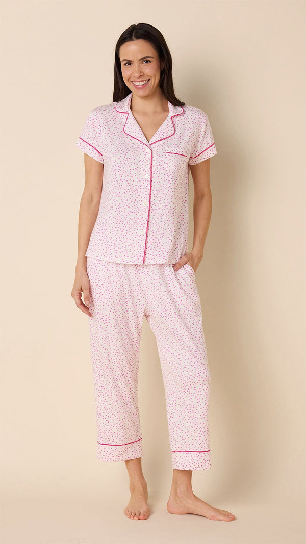 Confetti Dot Pima Knit Capri Set - Orchid