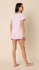 Confetti Dot Pima Knit Simple Short Set - Orchid