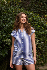 Classic Stripe Luxe Pima Short Set - Navy