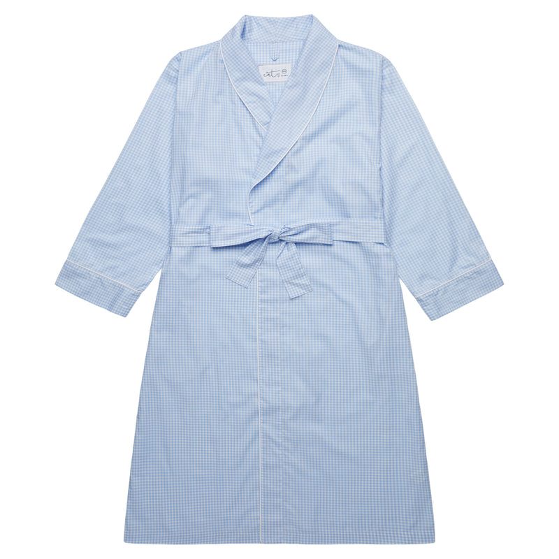 Classic Gingham Luxe Pima Shawl Robe - Blue