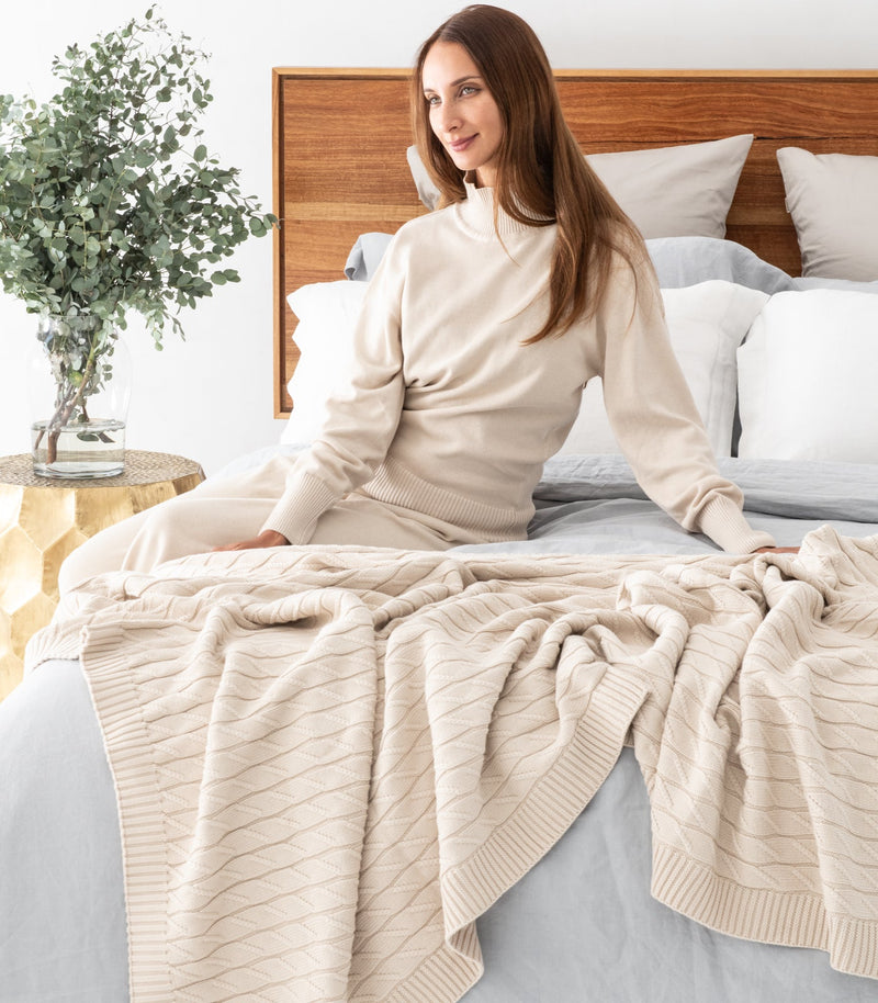 Diamond Braid Knit Throw
