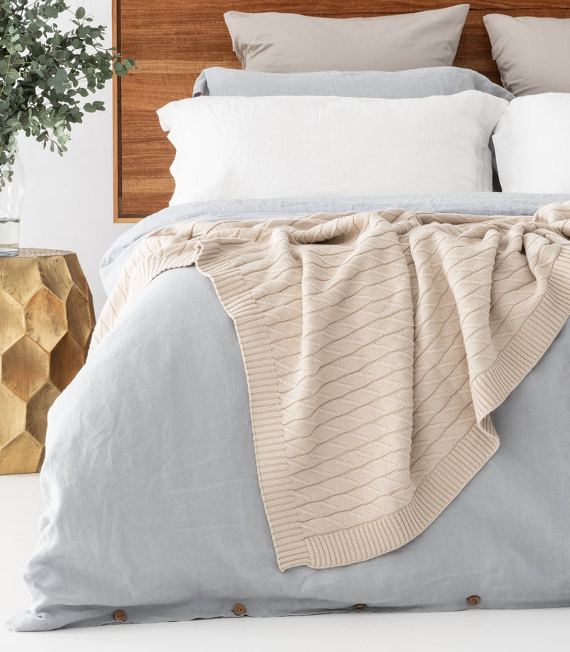 Diamond Braid Knit Throw