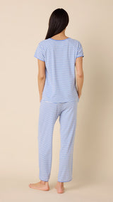 Essential Stripe Pima Knit Short-Sleeved Simple Set - Provence