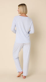 Essential Stripe Pima Knit Simple Set - Heavenly Blue