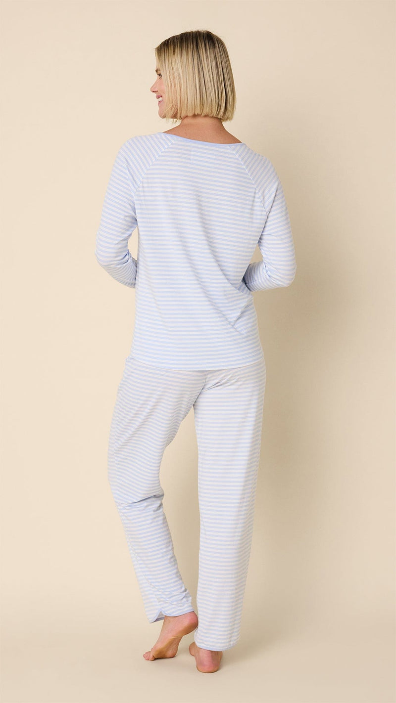Essential Stripe Pima Knit Simple Set - Heavenly Blue