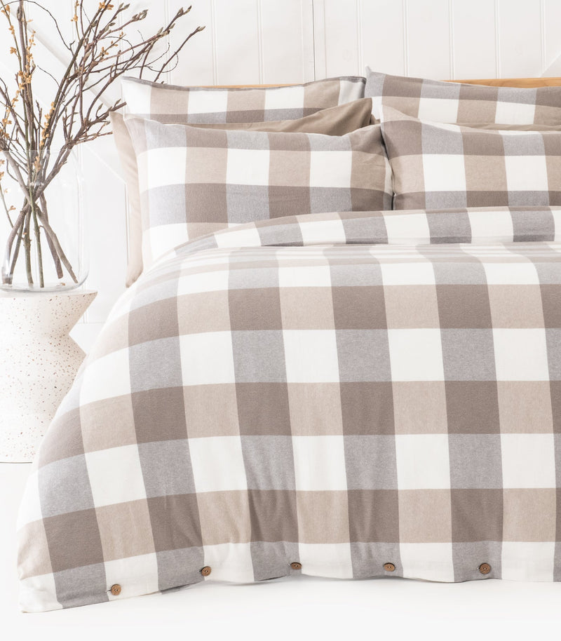 Flannelette Quilt Cover Set - Check