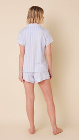 Heritage Stripe Pima Knit Short Set - Blue