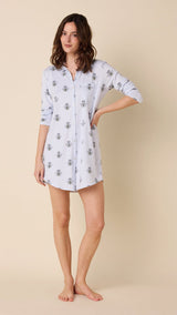 Queen Bee Blue Pima Knit Night Shirt