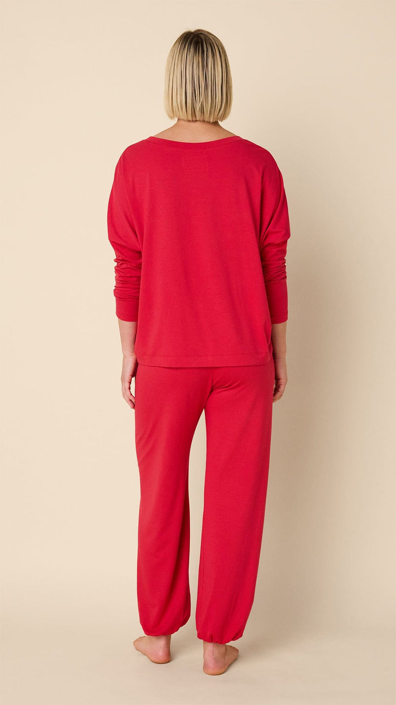 Classic Pima Knit Pullover Set - Red