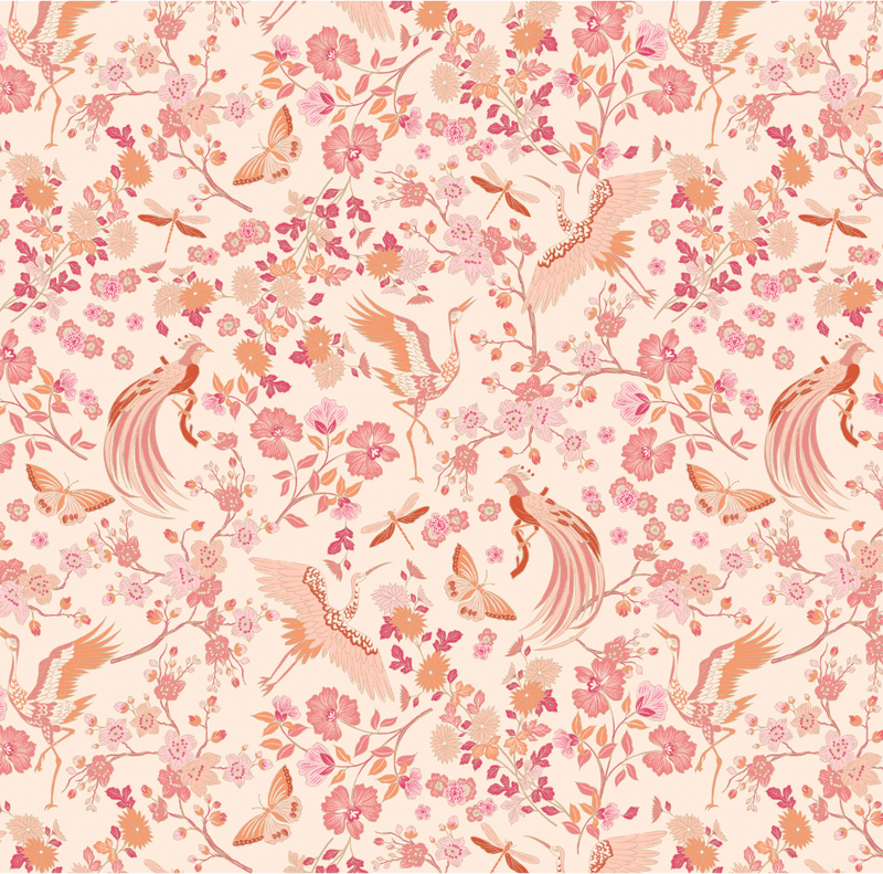 Coral Bird Voile Capri